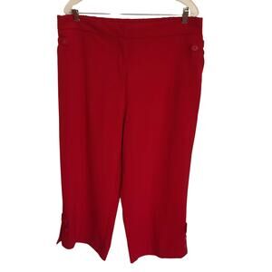Susan Garver Red Tab Button Capri Pants XL